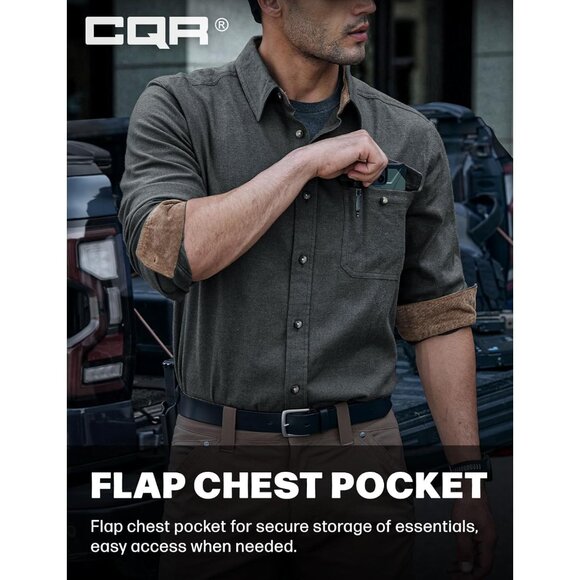 Mens Grey Cotton Flannel Shirt Long Sleeve Brushed Soft Casual Outdoor Plaid - Picture 6 of 9